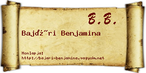 Bajári Benjamina névjegykártya